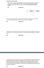 Monohybrid cross problems worksheet with answers fadeintofantasy from monohybrid cross problems 2 worksheet with answers , source to help students remember the answers, the monohybrid cross problems 2 worksheet comes with answer keys. Solved Monohybrid Practice Problems 1 Cystic Fibrosis Is Chegg Com