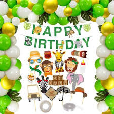 Monkeys and lions and tigers. Party Propz 119pcs Jungle Safari Theme Party Decorations Set Happy Birthday Banner Jungle Theme Photobooth Multicolour Latex Balloons Glue Dot And Arc For Kids Boys Birthday Baby Shower Decor Price In