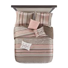 Blush pink bedding sets king size. Mainstays Jacquard 7 Piece Multi Stripe Comforter Bedding Set King Walmart Com Walmart Com