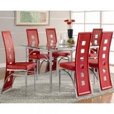 Rote Stuhle Fur Das Esszimmer Wande Und Teppich In Einem Zarten Grau Dining Chairs Metal Dining Table Modern Dining Chairs