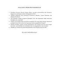 Check spelling or type a new query. Soal Essay Penelitian Kesehatan