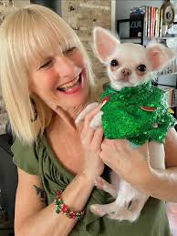 Greycee's first Christmas with her long-haired chihuahua