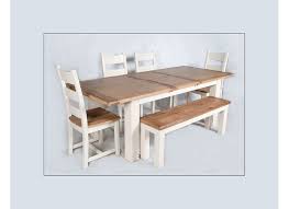This bench features a taupe upholstered seat with cottage white finish on the base. Danube White Dining Benches Gecko Furniture Imports Ltd Homeline F