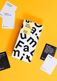 Here's a way to make your own custom cards (on the blank cards) look very close to the real cards for cards against humanity. Cards Against Humanity Family Edition