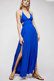 2235 Free People Lille Maxi Endless Summer Blue Halter Side Slits Layer Dress Xs Maxi Dress Spring Maxi Dress Maxi Dress Blue