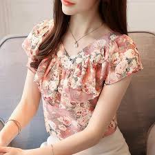 2018 Summer Blouses Women Shirts Chiffon Fashion Plus Size Floral Print Women S Tops Short Sleeve Women Chiffon Fashion Fashion Clothes Women Blouses For Women