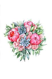 Flower Print Watercolor Wall Art Print Flower Frame Poster Roses Peony Succulents Print Home Wall Art Office De Flower Wall Art Floral Painting Flower Painting