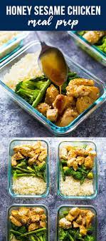 Better than takeout and made with just a few ingredients, this asian chicken dinner idea is on our weekly rotation! Honey Sesame Chicken Lunch Bowls Sweetpeasandsaffron Com Recipe Healthy Lunch Meal Prep Meal Prep Clean Eating Chicken Meal Prep