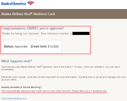 With both the alaska airlines visa® business credit. Bank Of America Alaska Airlines Business Credit Card Approval Message Travel With Grant