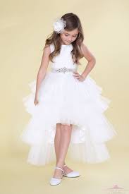 Layered Hi Low First Communion Dress With Lace Bodice Girls Dresses First Communion Dresses Dresses Kids Girl