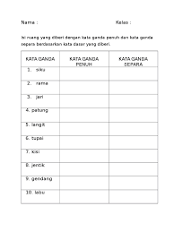 Kata dasar terdiri daripada kata tunggal atau kata berimbuhan. Latihan Kata Ganda Separa
