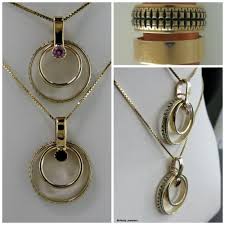 Our Client Brought In Wedding Bands From Her Late Father Wanting To Make The Bands Into Pendants Edd Wedding Ring Necklaces Wedding Ring Redesign Old Jewelry