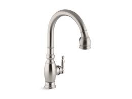 Kohler forte single handle standard kitchen faucet with side via homedepot.com. Standard Plumbing Supply Product Kohler K 690 Vs Vinnata Single Hole Kitchen Sink Faucet With Pull Down 17 Spout And Lever Handle Vibrant Stainless
