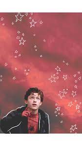 Tom Holland Peter Parker Spiderman Red Pink Wallpaper With Stars Tom Holland Spiderman Tom Holland Peter Parker Tom Holland geektom holland cute wallpaper iphone. tom holland peter parker spiderman red