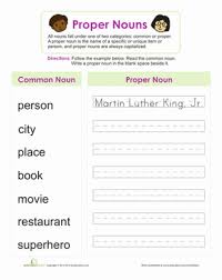 Proper Nouns Worksheet Education Com Proper Nouns Nouns Nouns Worksheet