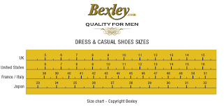 Size Guide For Dress Casual Shoes Bexley Bexley