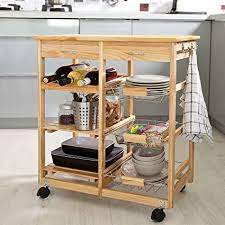 Kitchen trolley helps to organize your kitchen stuff with your crockery or carts and its elegant charm will add life to them. Buy Sobuy Wooden Kitchen Storage Cart With Shelves Drawers Hostess Trolley Kitchen Storage Rack Fkw04 N Natural 67cm 26 4in X 37cm 14 5in X 75cm 29 5in By Sobuy Online At Low Prices In India Amazon In
