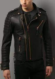 Kay Michaels Quilted Biker V 2 Rose Gold Hardware Leather Jacket Black Jackets Men Fashion Leather Jacket Men