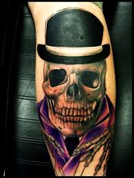 A sugar skull man in a top hat. Skull Top Hat Tattoo Louis Santos Leeds Custom Tattoo