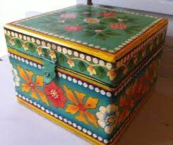 Vintage wood artist's box, paint box w/ slot for work in progress, art paper or canvas vintage wood artist's box, a paint or sketch box made to hold a canvas or papers measuring 12 x 16. Hand Painted Wooden Storage Box Painted Wooden Boxes Painted Boxes Painted Boxes Wooden