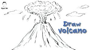 How To Draw A Volcano Easy And Step By Step Ripon S Art Volcano Drawing Easy Drawings Volcano