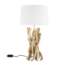 Lampe En Bois Flotte Et Abat Jour En Coton H 55 Cm Maisons Du Monde Lampe Bois Lampe Bois Flotte Bois Flotte