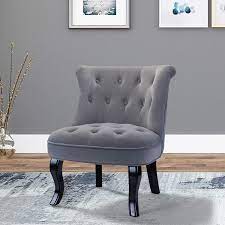 The chair is very nice and comfortable. Grey Upholstered Chair Jane Tufted Velvet Armless Accent Chair With Black Birch Wood Legs Light Gray Buy Online In Bahamas At Bahamas Desertcart Com Productid 117315119