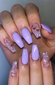 New acrylic nail designs added weekly! Ozge Yagiz Wallpaper Lavender Nails Purple Acrylic Nails Acrylic Nails Coffin Short