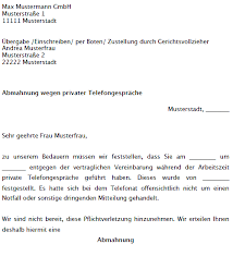 Sie ist ein disziplinarisches mittel des arbeitgebers um auf das fehlverhalten eines mitarbeiters zu reagieren sozusagen die gelbe karte bevor der arbeitgeber über eine kündigung des arbeitsverhältnisses nachdenkt. Muster Abmahnung Wegen Privater Telefonate Am Arbeitsplatz