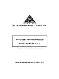 A company is classified as an ihc (investment holding company in malaysia) if it is holding onto investment assets and the income derived from these assets is the main activity. Inland Revenue Board Of Malaysia Inland Revenue Board Of Malaysia Pdf4pro