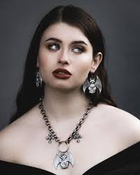 Cat Bat Gothic Drop Charm Earrings