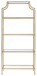 Shop wayfair for the best aimee gold glass etagere. In Stock Aimee Glass Etagere Contemporary Bookcases By Crosley Houzz