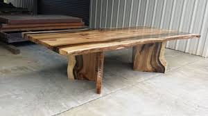 Rainbow Poplar Live Edge Slab Dining Table With Matching V Shaped Pedestals Live Edge Slab Dining Table Wood Slab Table Slab Dining Tables