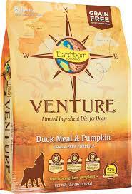 Earthborn Holistic Venture Duck Meal Pumpkin Limited Ingredient Diet Grain Free Dry Dog Food 25 Lb Bag Ch Dry Dog Food Pet Food Packaging Dog Food Recipes