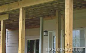 Carpenter using tape measure to set mark on a 2 x 8 board that will be used on deck framing. Deck Framing