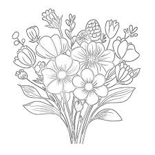 Flower Bouquet Colouring Pages | Coloring Pages Mimi Panda
