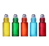 ConStore 8pcs 5ml Colorful Frosted Roll on Bottles Glass Roller Ball for  Essential Oils Refillable Massage Roller Bottles with Stainless Steel Ball  ...