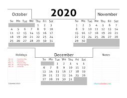 October November December 2020 Calendar Printable In 2020 Calendar Printables Monthly Calendar Calendar