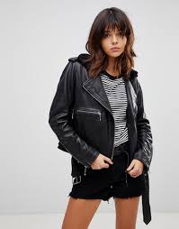 Muubaa Guilia Shearling Leather Biker Jacket Distressed Leather Jacket Jackets Leather Blazer