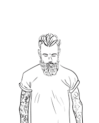 Quick Drawing Adobeillustrator Bearded Hipster Guy Vector Line Drawing Black And White Tattoos Hipster Drawing Man Sketch Hipster Man