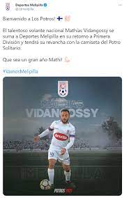 Melipilla stranica na rezultati.com nudi livescore, rezultate, poredak i detalje utakmice. Mercado Futbol Chileno Mathias Vidangossy Regresa A Primera Division Y Es Nuevo Refuerzo De Deportes Melipilla Redgol
