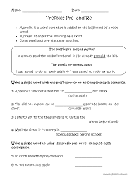 Prefixes Pre And Re Worksheets Prefix Worksheet Suffixes Worksheets Prefixes