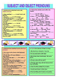 1 Substitute The Underlined Words With Subject Pronouns 1 Peter And Paul Study French And Object Pronouns Teaching English Grammar Subject Object