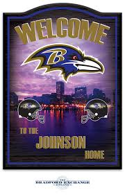 Baltimore Ravens Wooden Welcome Sign Personalized With Name Wooden Welcome Signs Baltimore Ravens Personalized Wall Decor