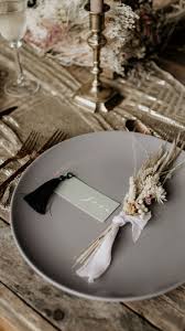 Simple And Modest But Elegant And Effective Placecards For Boho Rustic Wedding Silk Ribbon Tied Wedding Table Settings Wedding Place Settings Wedding Table