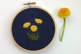 Hand Embroidered Dandelion Floral Embroidery Embroidered Etsy Hand Embroidery Stitches Embroidery Art Hand Embroidery