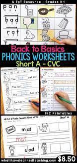 Short A Phonics Worksheets Short A Cvc Words Phonics Worksheets Phonics Kindergarten Word Work Centers