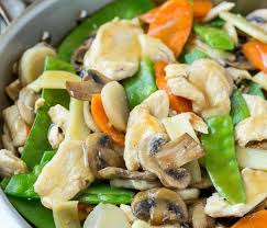 Moo Goo Ingredients 1 Tablespoon Vegetable Oil 1 4 Pound Sliced Fresh Mushrooms 1 4 Pound Snow Peas 1 Chicken And Vegetables Chinese Vegetables Asian Recipes