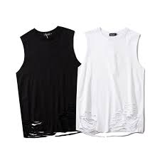 Summer White Black Ripped Hole Punk Long Tank Top Men Women Vintage Street Wear Hip Hop Sleeveless Shirts Dropshipping Tank Tops Aliexpress