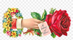 I love you message card with draw red heart. Welcome Flowers Love You Rose With Hand Free Transparent Png Clipart Images Download